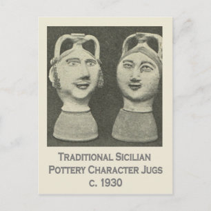 Vintage Italy, Sicily, Traditional Pottery Jugs Postcard