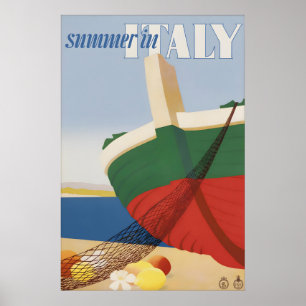 Vintage Italy Summer Travel Poster Mediterranean