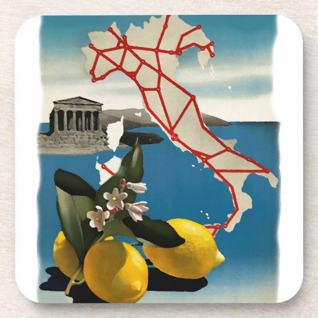 Vintage Italy Travel Beverage Coaster (Front)