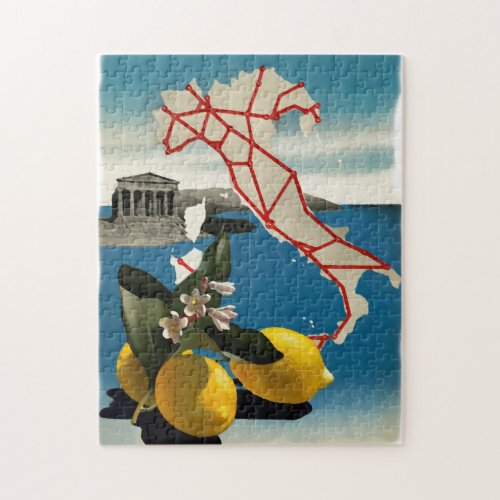 Vintage Italy Travel Illustration Art Jigsaw Puzzle