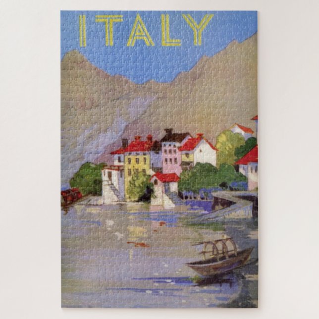 Vintage Italy Travel Illustration Art Jigsaw Puzzle (Vertical)