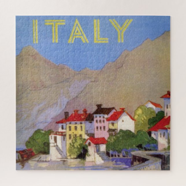Vintage Italy Travel Illustration Art Jigsaw Puzzle (Vertical)