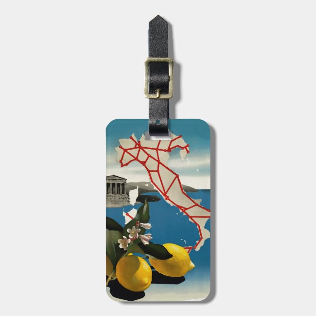 Vintage Italy Travel Luggage Tag (Front Vertical)