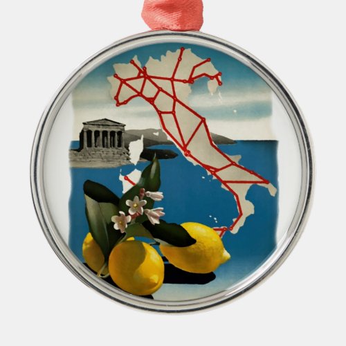 Vintage Italy Travel Metal Ornament