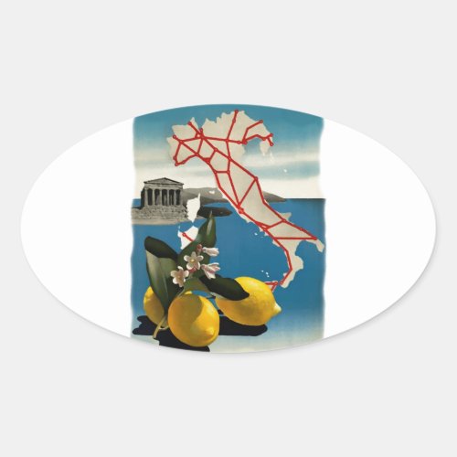 Vintage Italy Travel Oval Sticker