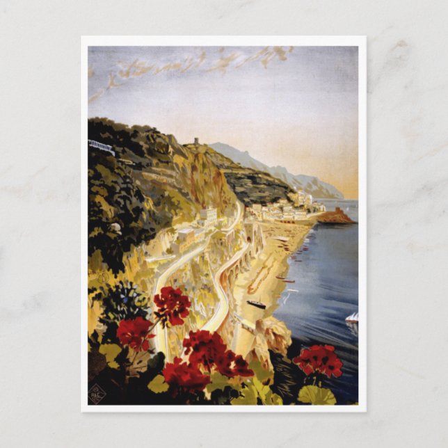 Vintage Italy Travel Poster Postcard (Front)