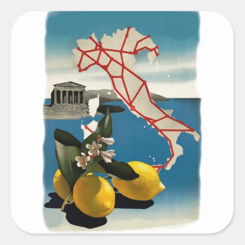 Vintage Italy Travel Square Sticker