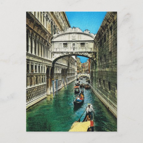 Vintage Italy Venice Bridge of Sighs Postcard