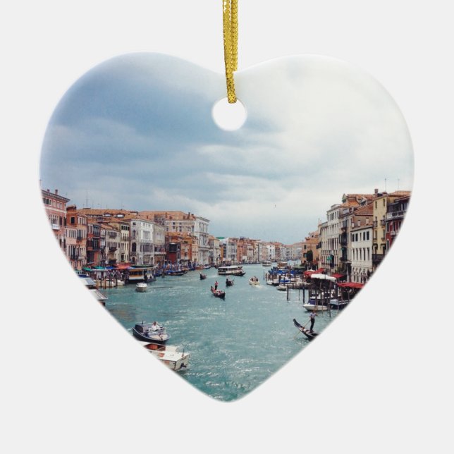 Vintage Italy Venice Canal Photo Ceramic Ornament (Front)