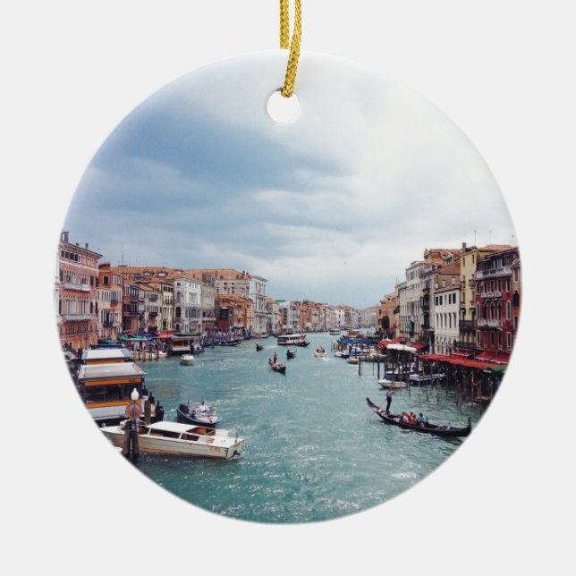 Vintage Italy Venice Canal Photo Ceramic Ornament (Front)