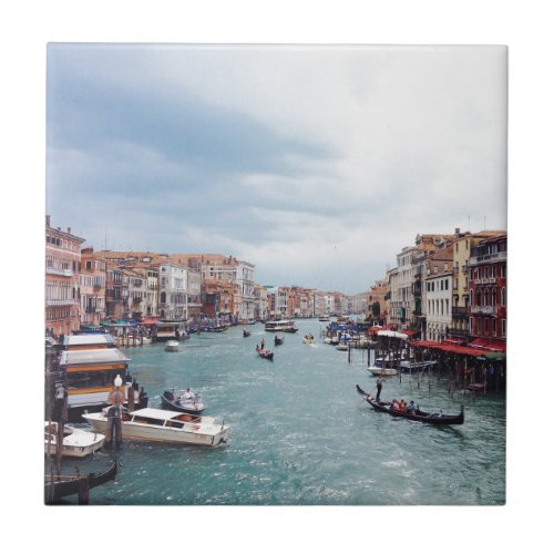 Vintage Italy Venice Canal Photo Ceramic Tile