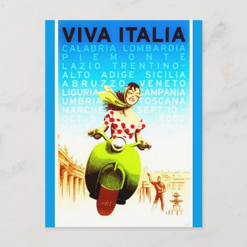 Vintage Italy Viva Italia Retro Travel Poster  Postcard
