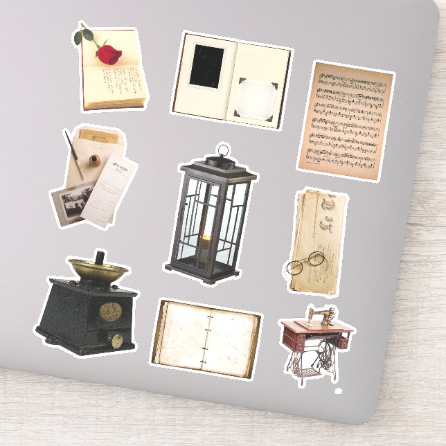 Vintage Items Journal Scrapbook Stickers set 1 (Detail)