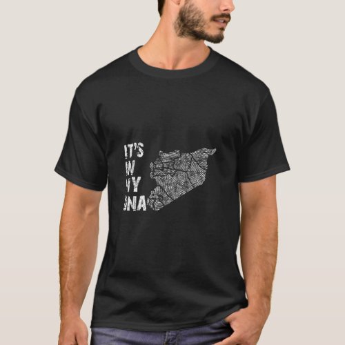 Vintage Its In My DNA Syria Fingerprint Map Syria T_Shirt