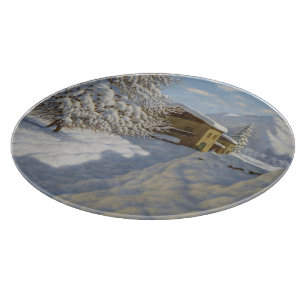 Vintage Ivan Choultse Winter Landscape  Cutting Board