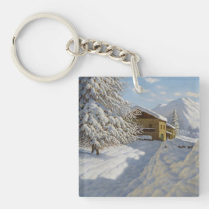 Vintage Ivan Choultse Winter Landscape Keychain