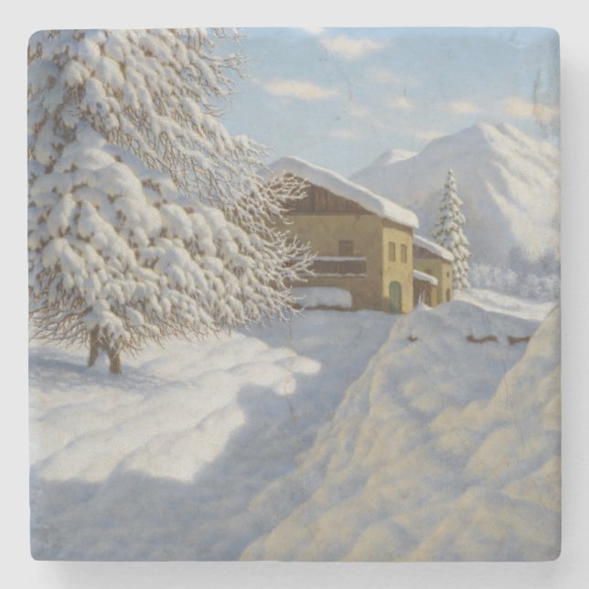 Vintage Ivan Choultse Winter Landscape       Stone Coaster (Front)