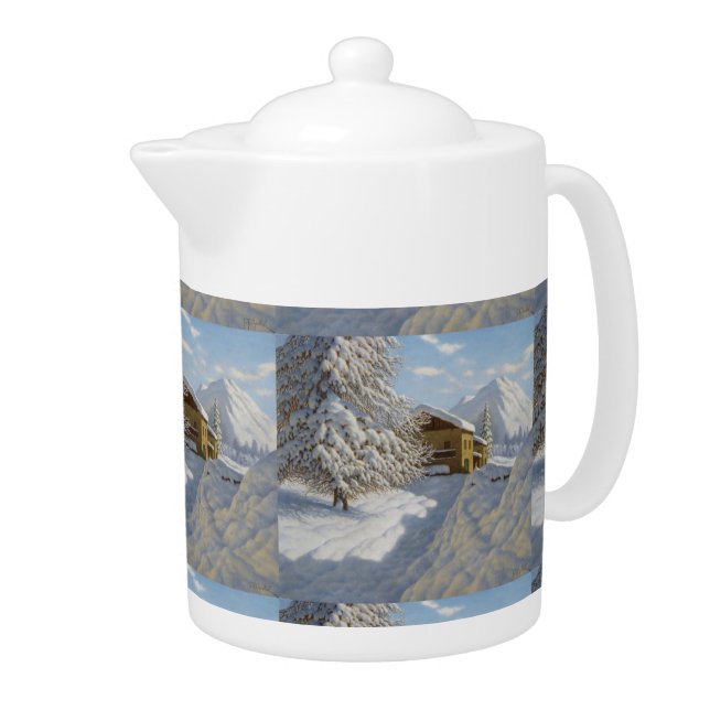 Vintage Ivan Choultse Winter Landscape   Teapot (Right)