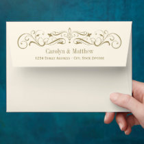 Vintage Ivory and Antique Gold Flourish Wedding Envelope