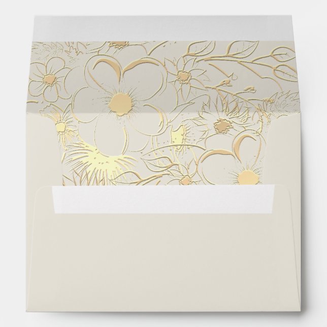 Vintage Ivory and Gold Wedding Envelope (Back (Bottom))