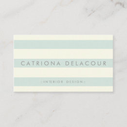 Vintage Ivory and Mint Green Stripes Pattern Business Card