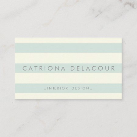 Vintage Ivory And Mint Green Stripes Pattern Business Card