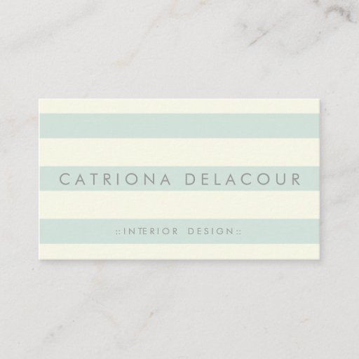 Customizable Ivory and Mint Green Stripes Pattern Business Card