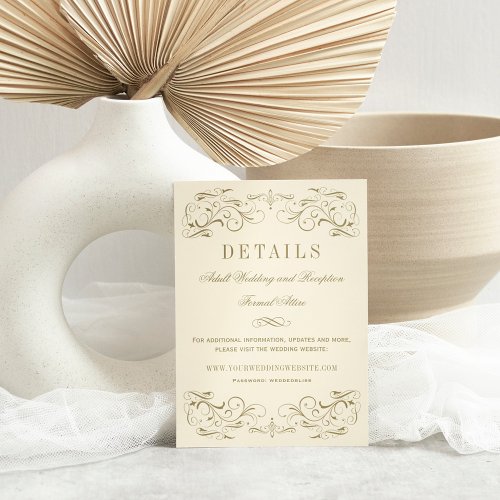 Vintage Ivory Antique Flourish Wedding Details Enclosure Card