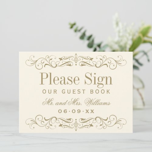 Vintage Ivory Antique Flourish Wedding Guest Book