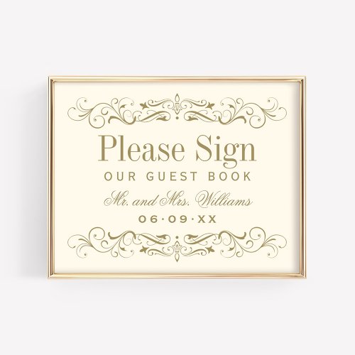 Vintage Ivory Antique Flourish Wedding Guest Book