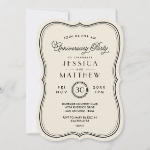 Vintage Ivory Art Deco Anniversary Party Invitation