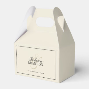 Vintage Ivory & Black Old Money Names Wedding Favor Boxes