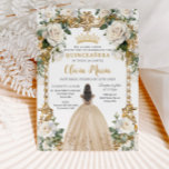 Vintage Ivory Champagne Floral Dress Quinceanera Invitation<br><div class="desc">Personalize this pretty ivory champagne floral Quinceañera / Sweet 16 birthday invitation easily and quickly. Simply click the customize it further button to edit the text, change fonts and fonts colors. Featuring a girl dressed in a beautiful champagne dress, chic ivory champagne flowers and an ornate vintage gold frame. Matching...</div>