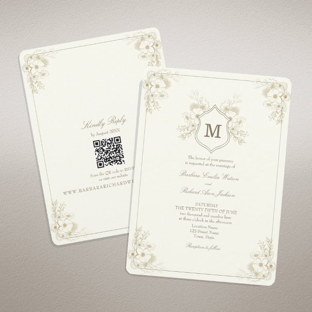 Vintage Ivory Classic Wedding Invitation (Creator Uploaded)