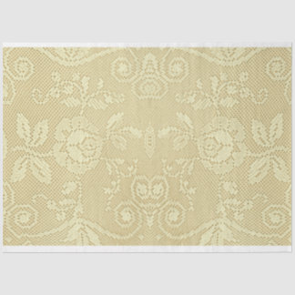Vintage ivory cream rustic floral patterned lace tissue paper