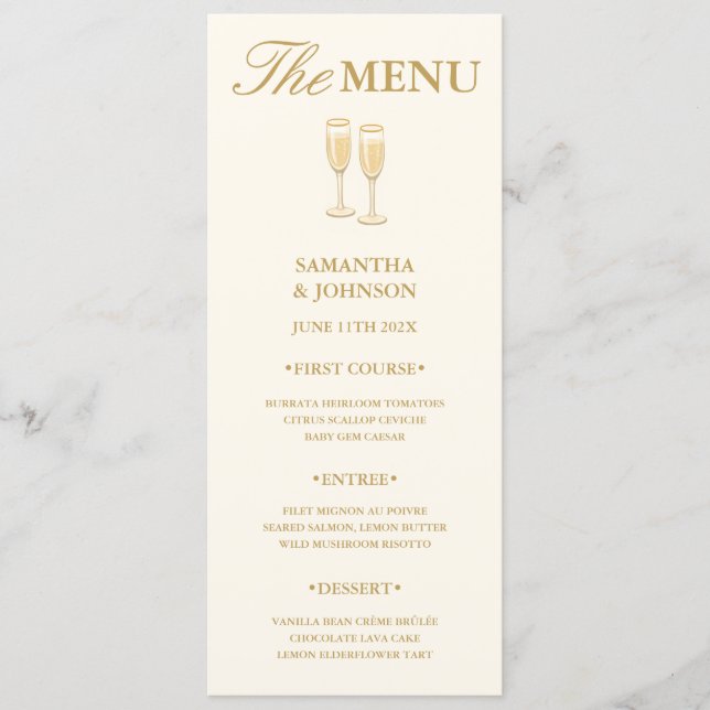 Vintage Ivory Elegant Ballroom Wedding Menu Card (Front)