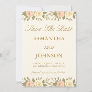 Vintage Ivory Elegant Photo Wedding Save The Date
