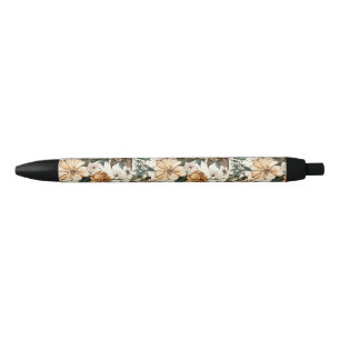 Vintage Ivory Flowers, Multicolored Roses Pattern Pen
