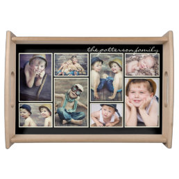 Vintage Ivory Framed Personalized Photo Collage Serving Tray
