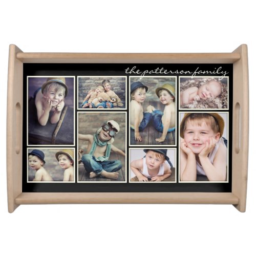 Vintage Ivory Framed Personalized Photo Collage Serving Tray