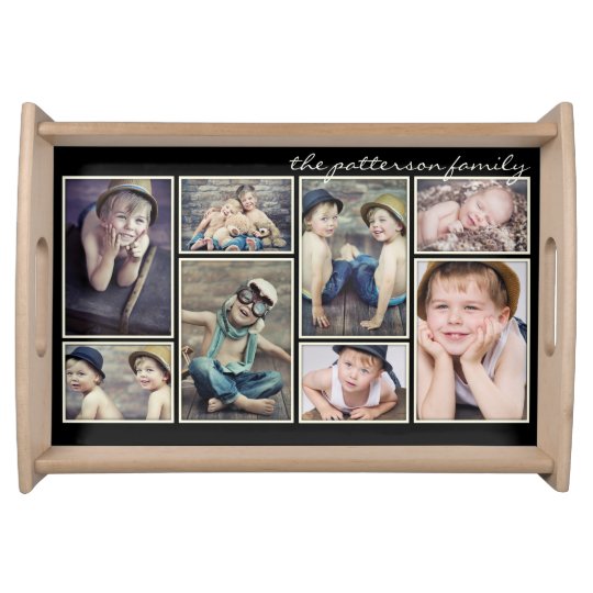 vintage ivory framed personalized photo collage serving tray