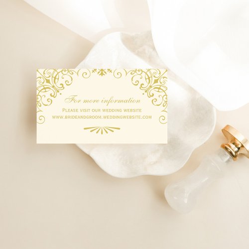 Vintage Ivory Gold Art Deco Wedding Website Enclosure Card