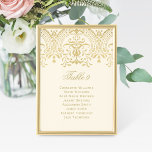 Vintage Ivory Gold Wedding Chart Table Number<br><div class="desc">Elegant ivory vintage inspired table numbers feature a wedding monogram and an ornate decorative border design with a metallic champagne gold shimmer appearance. Two-sided design includes the guest names seated at each table. Customize and add each table number card to your shopping cart individually.</div>