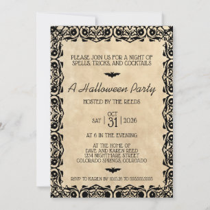 Vintage Ivory Halloween Party Invite