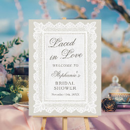 Vintage Ivory Lace Bridal Shower Welcome Sign