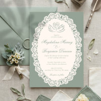 Vintage Ivory Lace Elegant Sage Green Swan Wedding