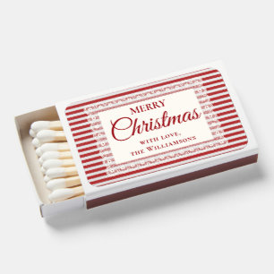 Vintage Ivory Lace Retro Red Stripes Christmas Matchboxes