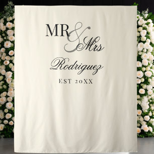 Vintage Ivory Mr & Mrs Old Money Wedding Backdrop