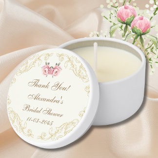 Vintage Ivory Peony Bridal Shower Thank You Mini Candle Favors