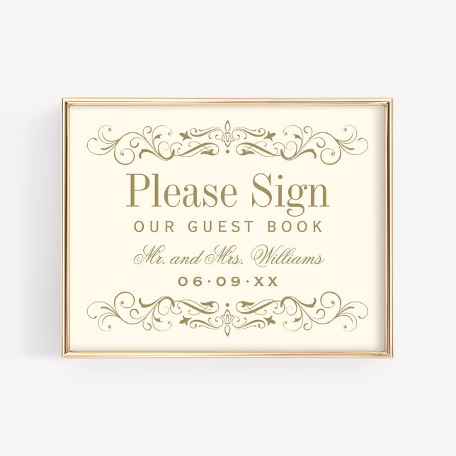 Vintage Ivory Scrollwork Guest Book Sign (Creator Uploaded)